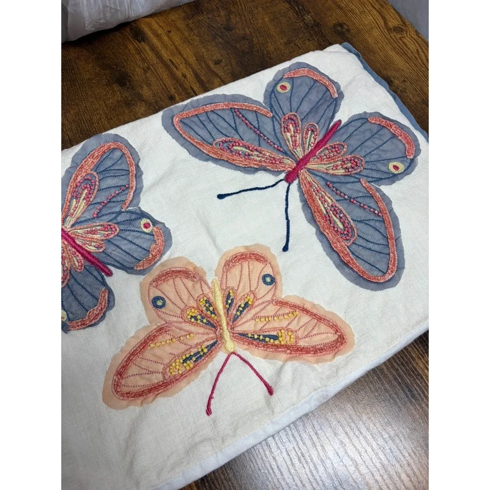 Pier 1 Embroidered Beaded Butterfly Pillow Cover Boho Decor Boho Fairy Whimsical